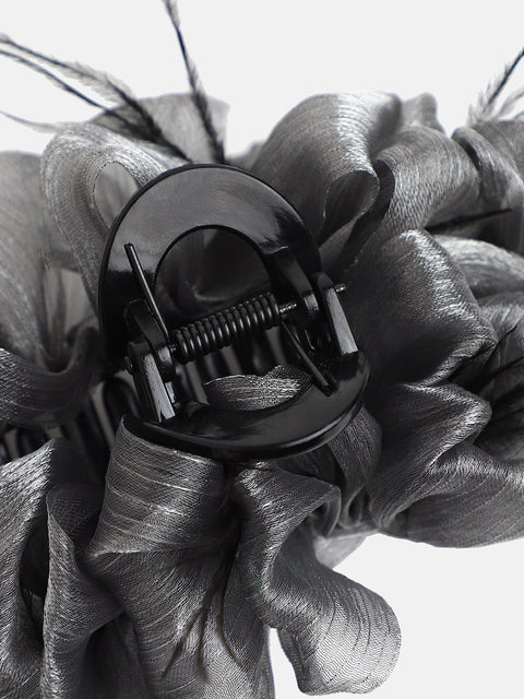 The Ruched Claw Clutch - Charcoal Grey-SOHIHC1001
