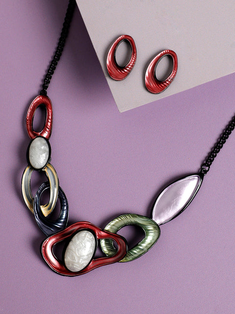 Abstract Stone Studded Jewellery Set