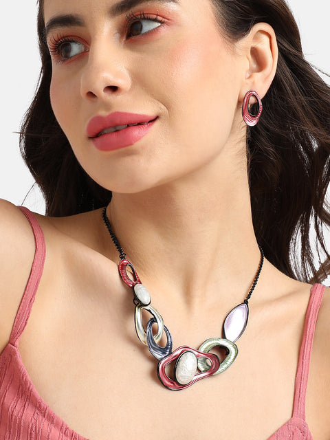 Abstract Stone Studded Jewellery Set