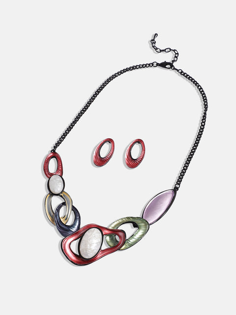 Abstract Stone Studded Jewellery Set