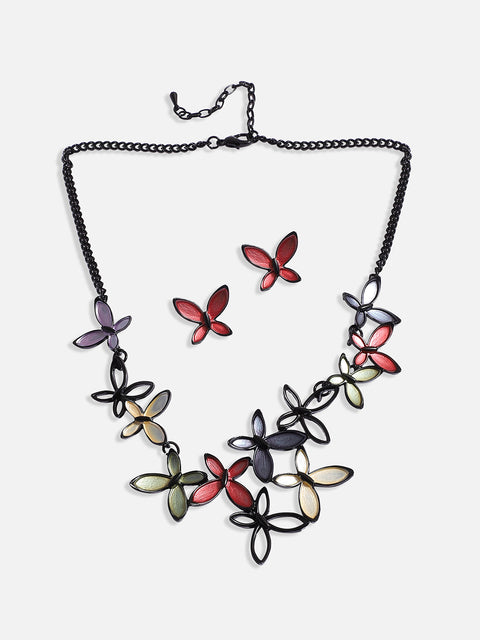 Butterfly Necklace Earrings Jewellery Set