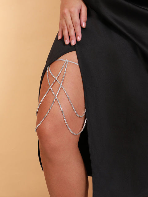 The Bijou Leg Chain - Crystal Silver-SOHILC6241