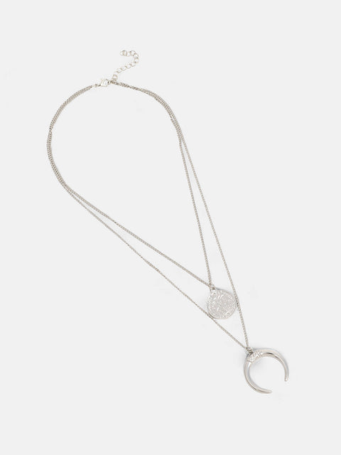 The Cosmo Multi-Layer Necklace - Metallic Silver-SOHINC6051