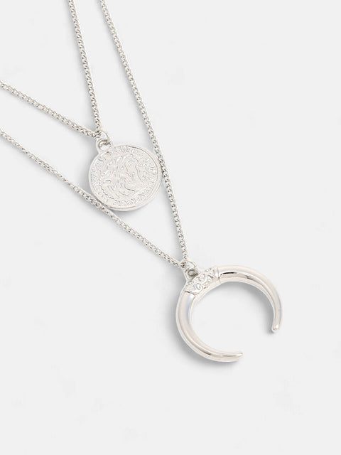 The Cosmo Multi-Layer Necklace - Metallic Silver-SOHINC6051
