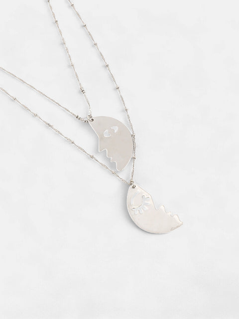 The Lovers Multi-Layer Necklace - Metallic Silver-SOHINC6053