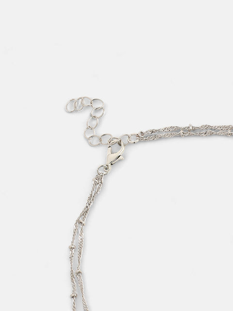 The Lovers Multi-Layer Necklace - Metallic Silver-SOHINC6053