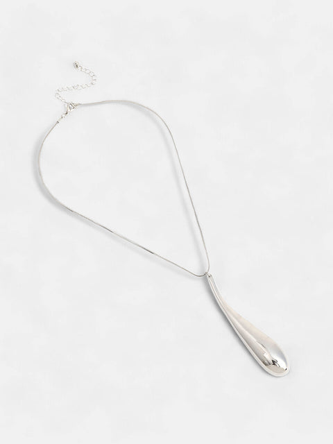 The Drip Pendant Necklace - Metallic Silver-SOHINC6057