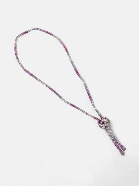 The Jingle Sautoir Necklace - Crystal Silver & Amerthyst Purple-SOHINC6085