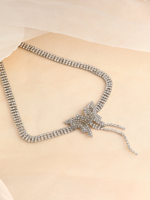 The Bijou Papillon Collar Necklace - Crystal Silver-SOHINC6204