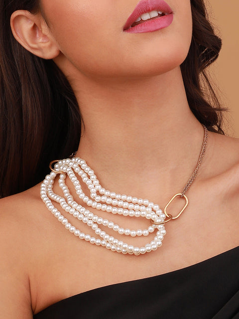 The Larissa Chain Necklace - Daisy White-SOHINC6212