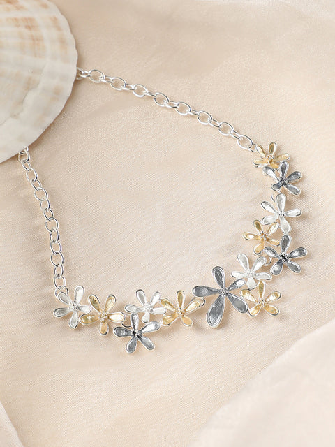 The Daisy Collar Necklace - Champayne Gold:Metallic Silver-SOHINC6231