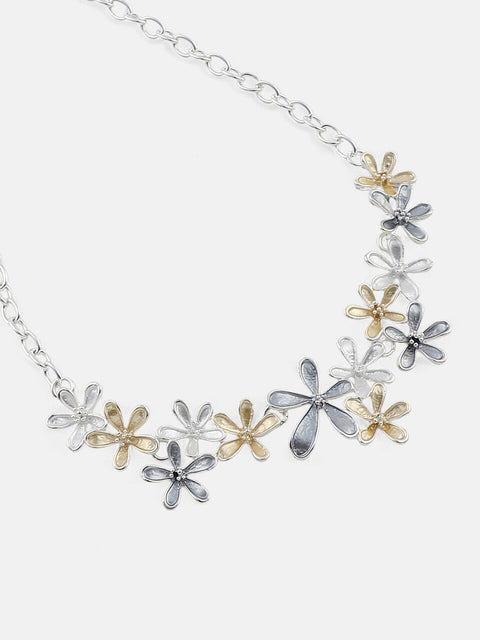 The Daisy Collar Necklace - Champayne Gold:Metallic Silver-SOHINC6231
