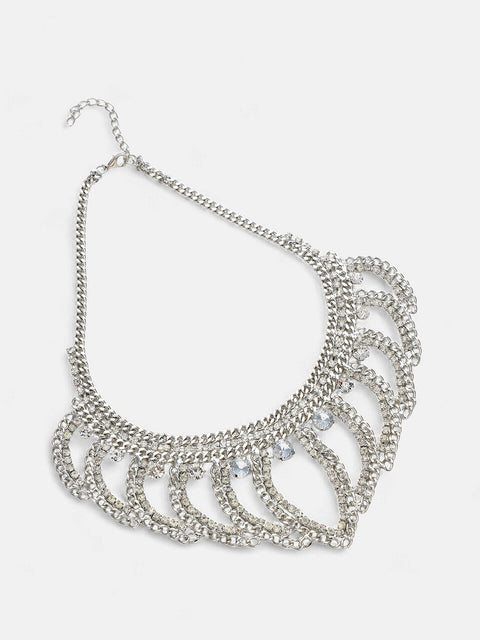 The Crùn Statement Necklace - Crystal Silver-SOHINC6264