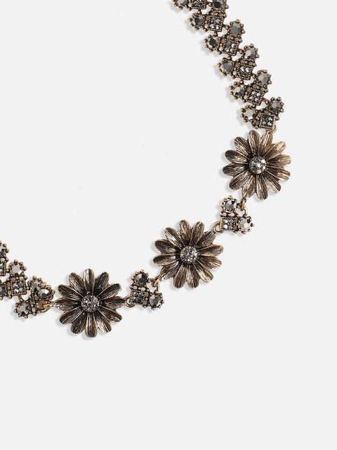 Gold-Plated Crystal-Stones Studded Daisy Statement Jewellery Set