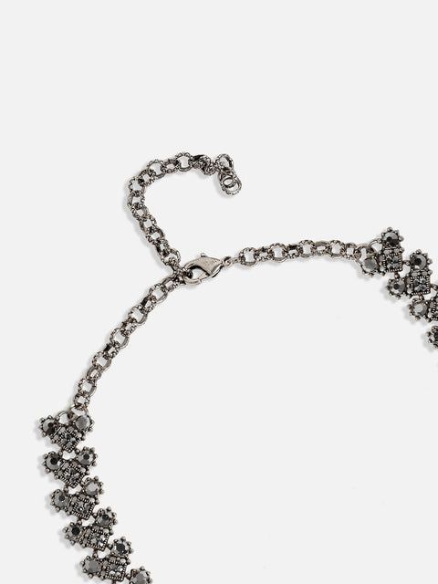 Silver-Plated Crystal-Studded Daisy Jewellery Set