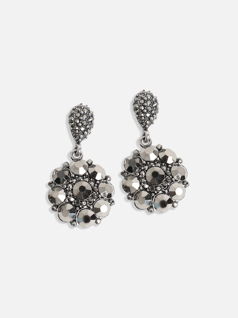 Silver-Plated Artificial Stones Studded Choker Jewellery Set
