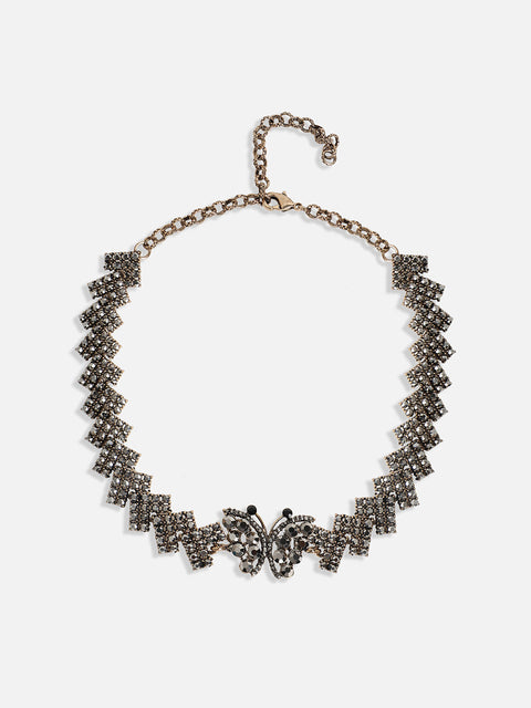 Gold-Plated Crystal-Studded Statement Jewellery Set