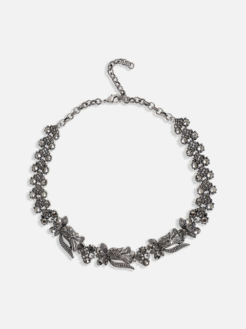 Silver-Plated Crystal-Studded Jewellery Set