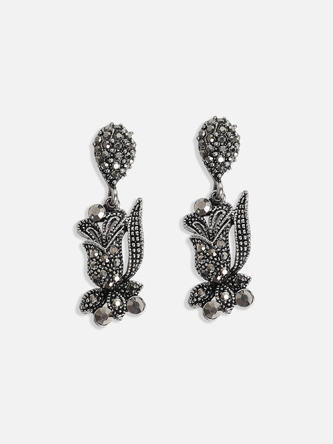 Silver-Plated Crystal-Studded Jewellery Set