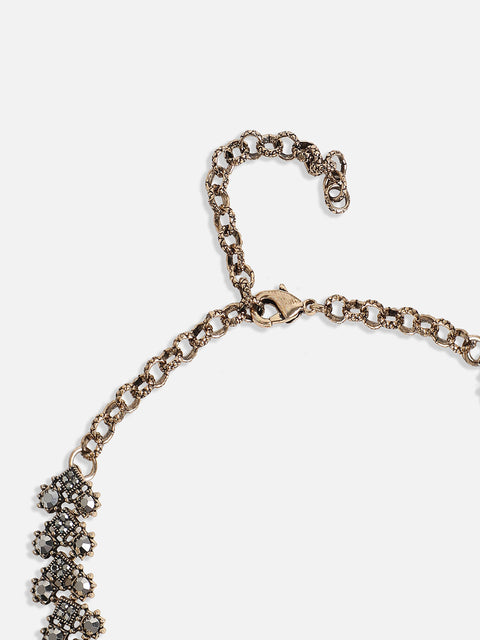 Gold-Plated Crystals Studded Necklace Earrings