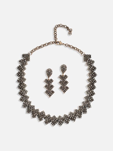 Crystal Stones Studded Neclace and Earrings Set