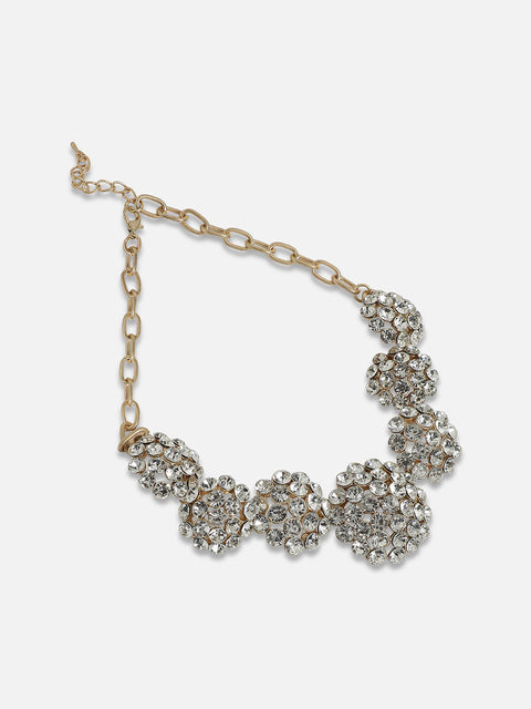 Gold-Plated Artificial Stones Studded Statement Necklace