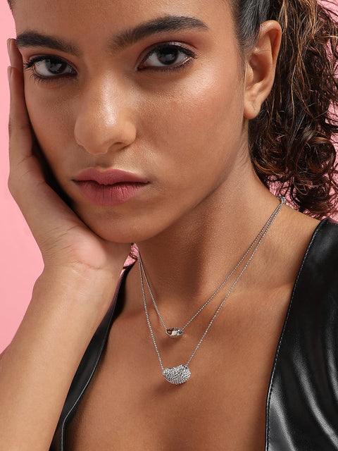 Artificial Stones Silver Plated Layered Necklace