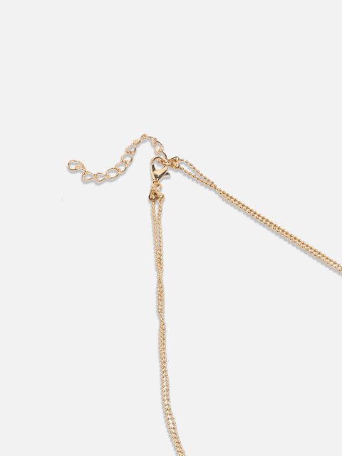 Gold-Plated Artificial Stones Studded Layered Necklace