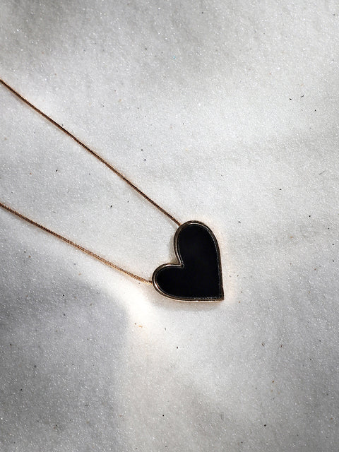 Gold-Plated Enamelled Heart-Shaped Pendant Necklace