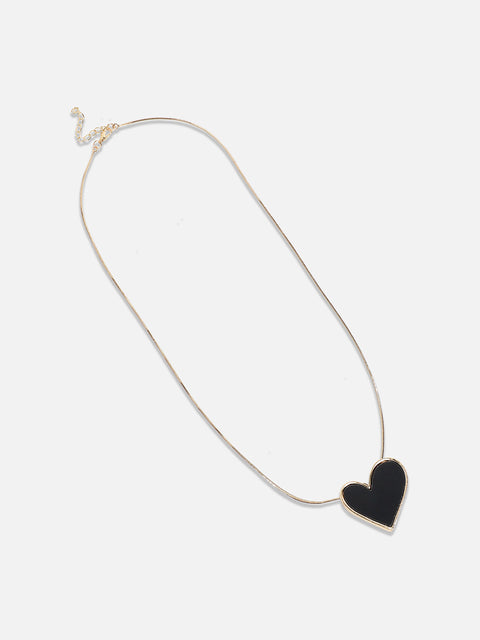 Gold-Plated Enamelled Heart-Shaped Pendant Necklace