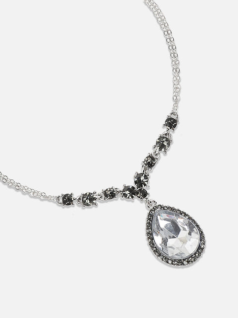 Silver Plated Stone Studded Beaded Chain