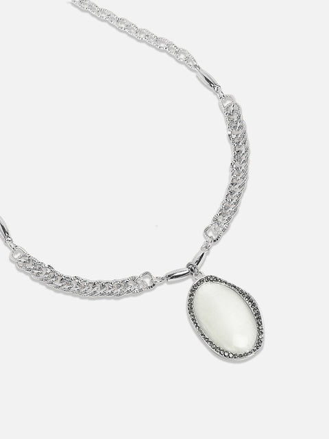 Silver Plated Stone Studded Necklace