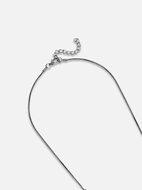 Black Silver-Plated Artificial Stones Studded Necklace