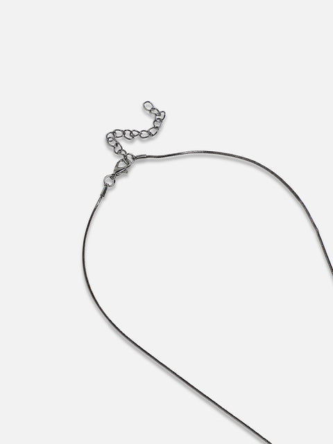 Black Silver-Plated Artificial Stones Studded Statement Necklace