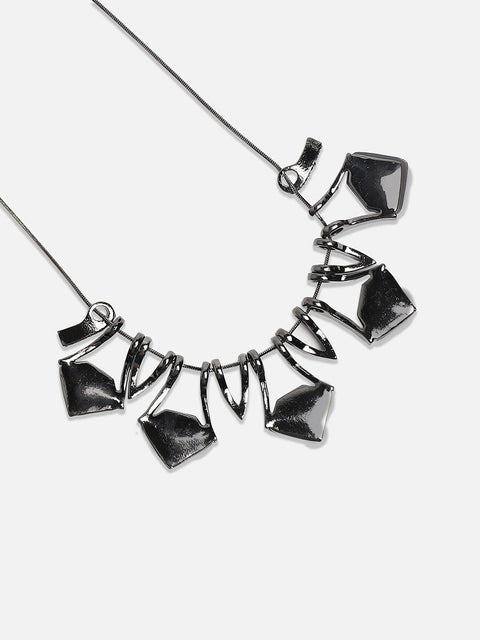 Silver-Plated Stone-Studded Necklace