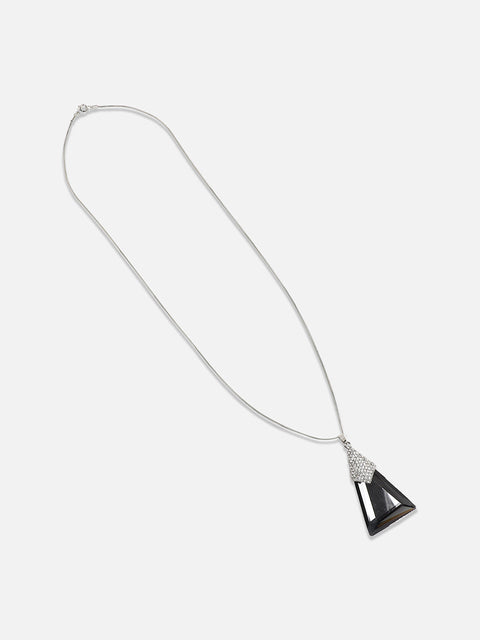 Silver-Plated Stone-Studded Necklace