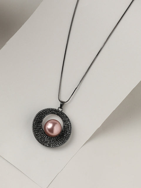 Silver-Plated Circular-Shaped Stones-Studded Pendants
