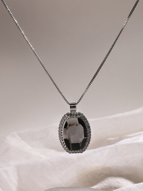 Silver-Plated Crystal-Studded Necklace