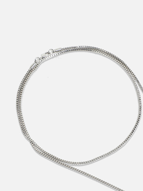 Silver-Plated Crystal-Studded Necklace