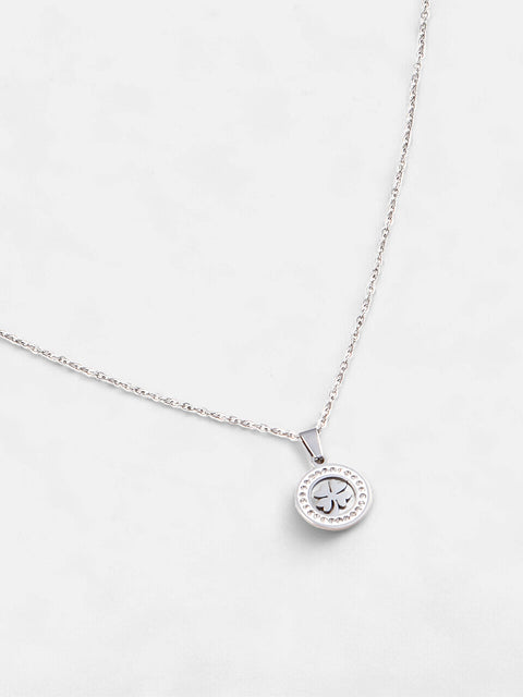 The Clover Pendant Necklace - Metallic Silver-SOHINC8846