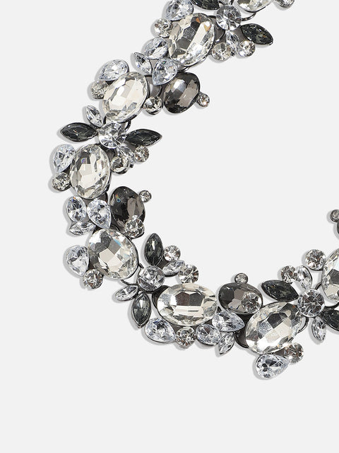 Silver-Plated Artificial Stones Studded Antique Necklace