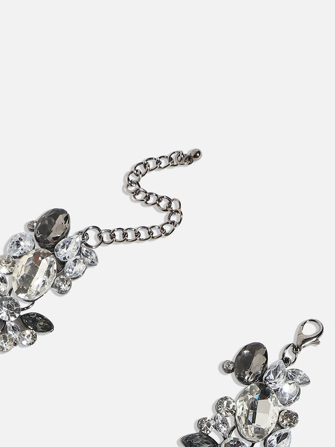 Silver-Plated Artificial Stones Studded Antique Necklace