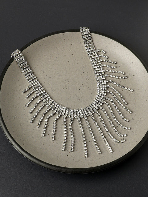 Silver-Plated Minimal Studded Necklace
