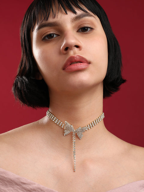 Gold-Plated Stone-Studded Necklace
