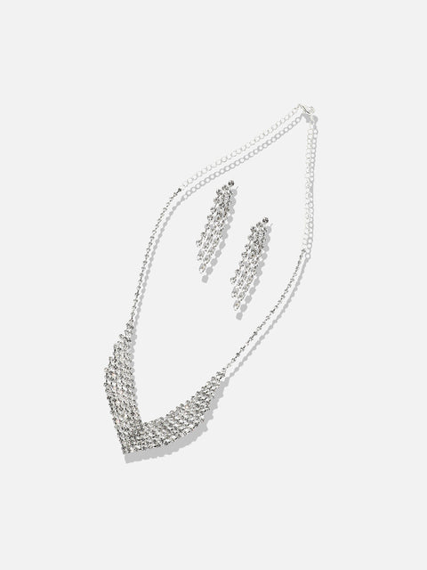 Silver Plated Stone Studded Jewellery Set