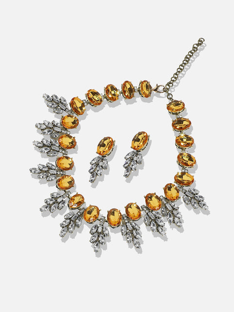 Silver-Plated Gemstone-Studded Jewellery Set