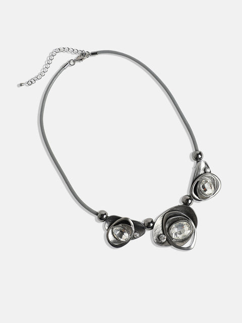 Silver-Plated Stone-Studded Necklace