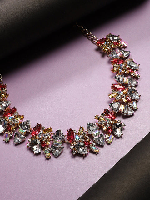 Gold-Plated Crystal-Studded Necklace