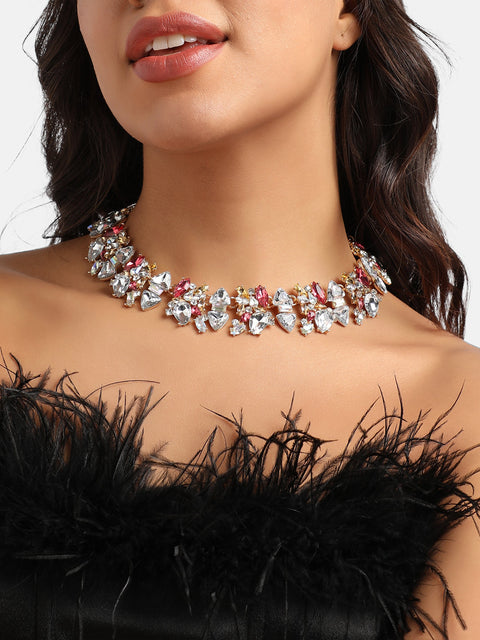 Gold-Plated Crystal-Studded Necklace
