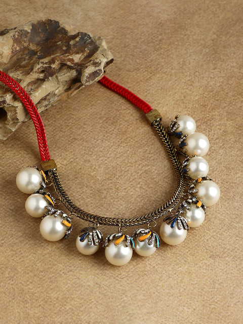 Gold-Plated Stones Studded Beads Beaded Necklace